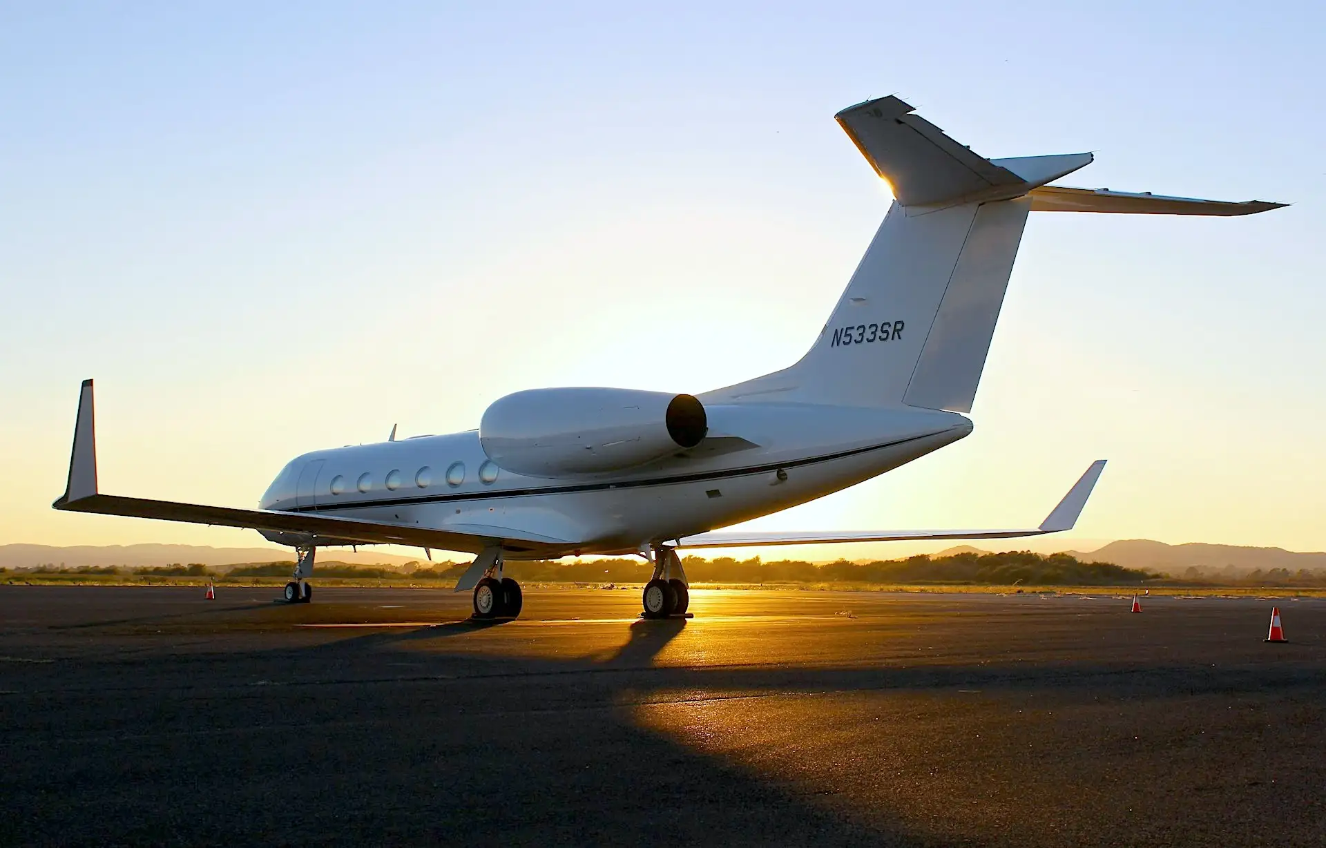 Elite Flight Training & Aircraft Management charter jet parked