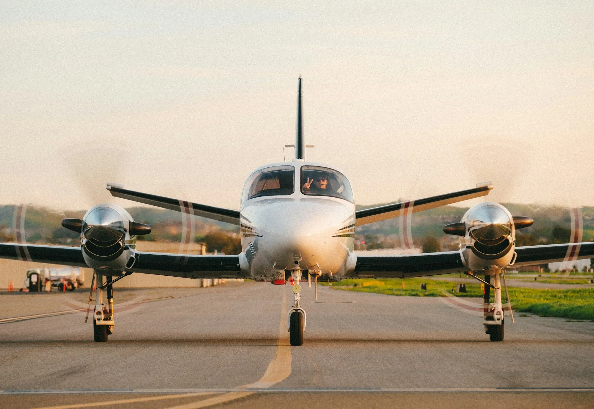 Elite Flight Training & Aircraft Management multi engine airplane waiting on the tarmac